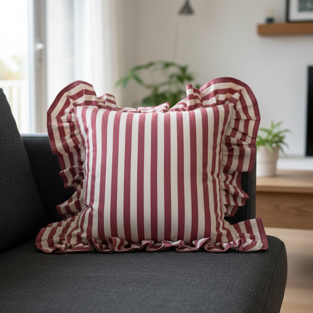 Cuscino Volant rosso in salotto moderno